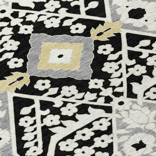 Piper Looms Chantille Diamonds ACN863 Black Machine Washable Area Rug Swatch Image