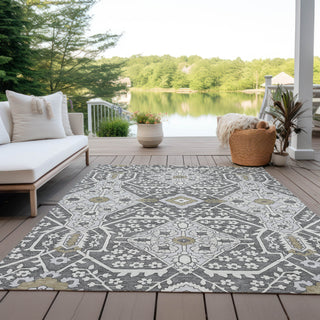 Piper Looms Chantille Diamonds ACN863 Charcoal Machine Washable Area Rug Outdoor Lifestyle Image Feature