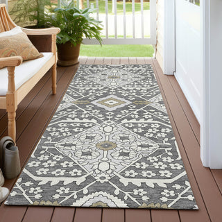 Piper Looms Chantille Diamonds ACN863 Charcoal Machine Washable Area Rug Runner Outdoor Lifestyle Image Feature