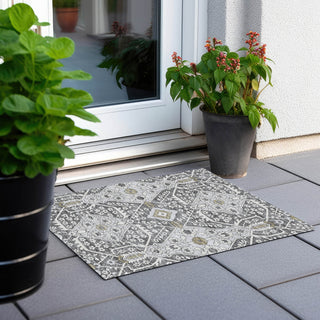 Piper Looms Chantille Diamonds ACN863 Charcoal Machine Washable Area Rug Scatter Outdoor Lifestyle Image Feature
