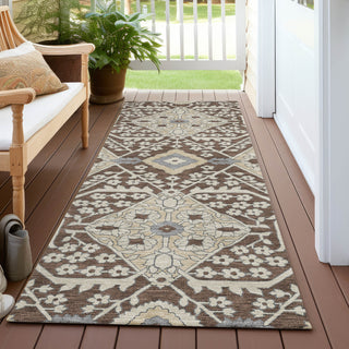 Piper Looms Chantille Diamonds ACN863 Chocolate Machine Washable Area Rug Runner Outdoor Lifestyle Image Feature