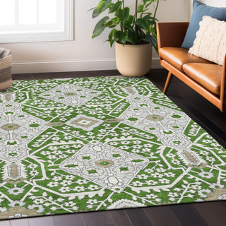 Piper Looms Chantille Diamonds ACN863 Green Machine Washable Area Rug Lifestyle Image Feature