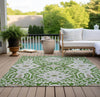 Piper Looms Chantille Diamonds ACN863 Green Machine Washable Area Rug Outdoor Lifestyle Image Feature