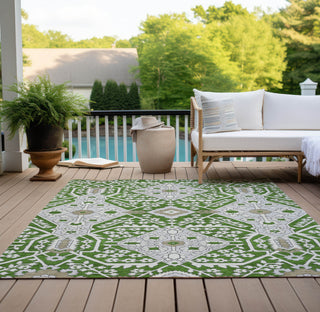 Piper Looms Chantille Diamonds ACN863 Green Machine Washable Area Rug Outdoor Lifestyle Image Feature