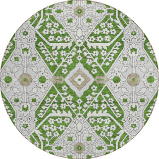 Piper Looms Chantille Diamonds ACN863 Green Machine Washable Area Rug Round Main Image