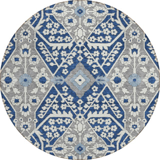 Piper Looms Chantille Diamonds ACN863 Navy Machine Washable Area Rug Round Main Image