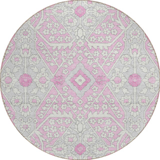 Piper Looms Chantille Diamonds ACN863 Pink Machine Washable Area Rug Round Main Image