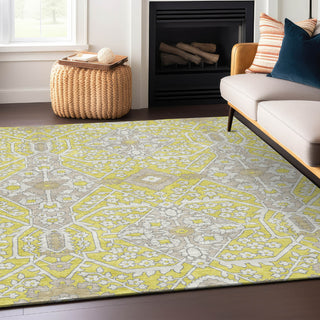 Piper Looms Chantille Diamonds ACN863 Yellow Machine Washable Area Rug Lifestyle Image Feature