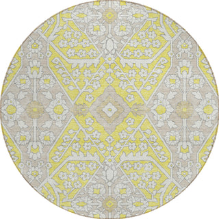 Piper Looms Chantille Diamonds ACN863 Yellow Machine Washable Area Rug Round Main Image