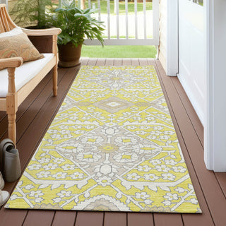 Piper Looms Chantille Diamonds ACN863 Yellow Machine Washable Area Rug Runner Outdoor Lifestyle Image Feature