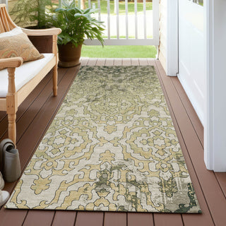 Piper Looms Chantille Medallions ACN864 Green Machine Washable Area Rug Runner Outdoor Lifestyle Image Feature