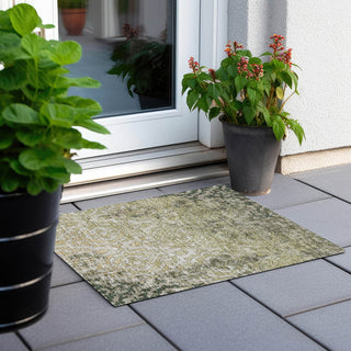 Piper Looms Chantille Medallions ACN864 Green Machine Washable Area Rug Scatter Outdoor Lifestyle Image Feature