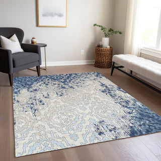 Piper Looms Chantille Medallions ACN864 Navy Machine Washable Area Rug Lifestyle Image Feature