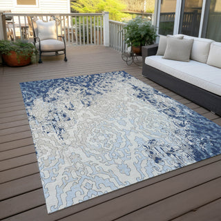 Piper Looms Chantille Medallions ACN864 Navy Machine Washable Area Rug Outdoor Lifestyle Image Feature