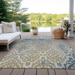 Piper Looms Chantille Medallions ACN864 Sky Machine Washable Area Rug Outdoor Lifestyle Image Feature