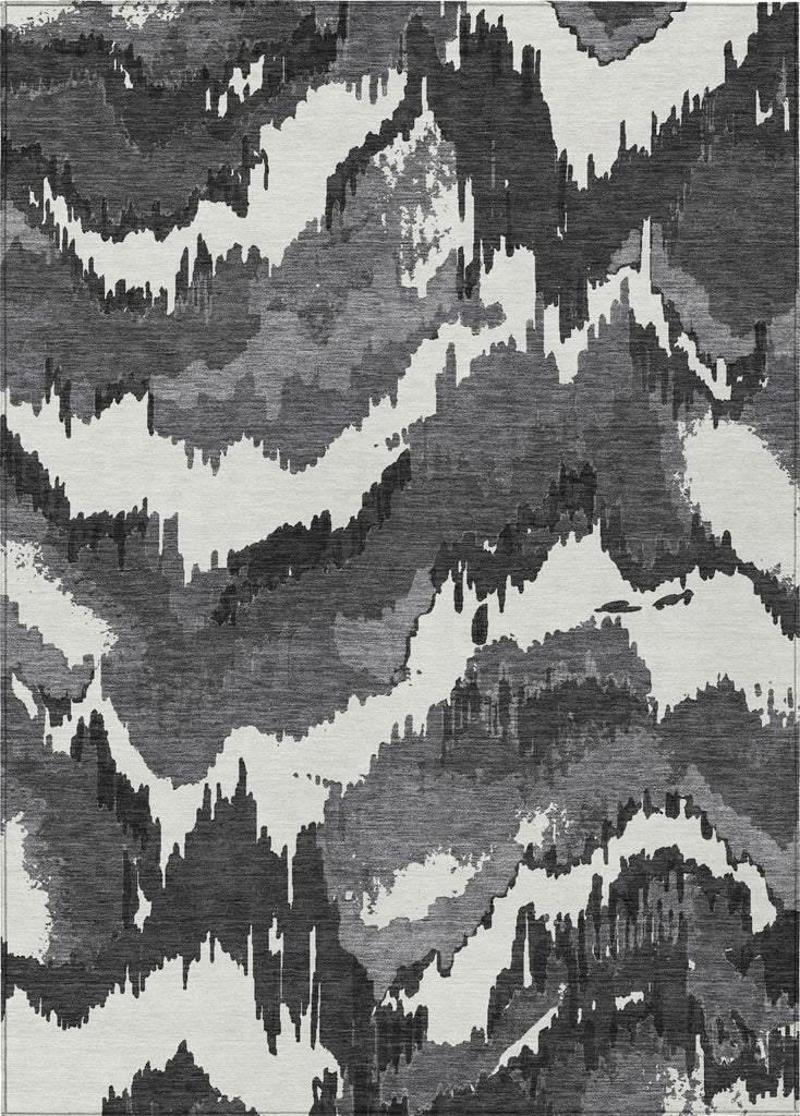 Piper Looms Chantille Abstract ACN865 Black Machine Washable Area Rug main image