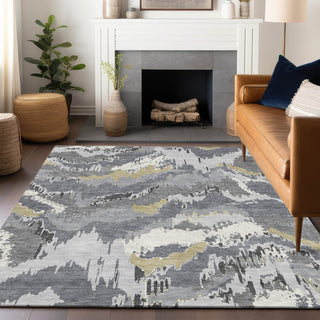 Piper Looms Chantille Abstract ACN865 Gray Machine Washable Area Rug Lifestyle Image Feature