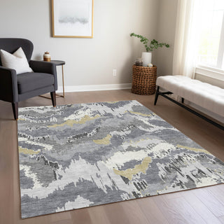 Piper Looms Chantille Abstract ACN865 Gray Machine Washable Area Rug Lifestyle Image Feature