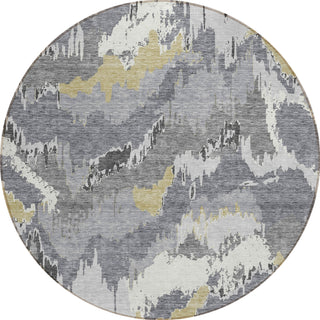 Piper Looms Chantille Abstract ACN865 Gray Machine Washable Area Rug Round Main Image