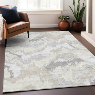 Piper Looms Chantille Abstract ACN865 Ivory Machine Washable Area Rug Lifestyle Image Feature