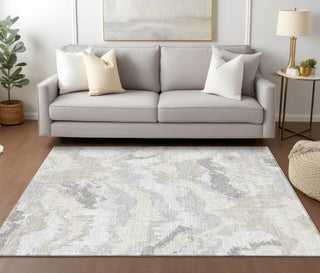 Piper Looms Chantille Abstract ACN865 Ivory Machine Washable Area Rug Lifestyle Image Feature