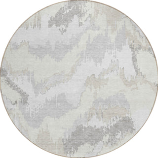 Piper Looms Chantille Abstract ACN865 Ivory Machine Washable Area Rug Round Main Image