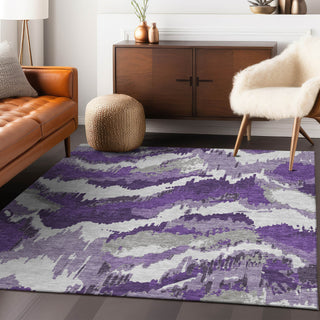 Piper Looms Chantille Abstract ACN865 Purple Machine Washable Area Rug Lifestyle Image Feature