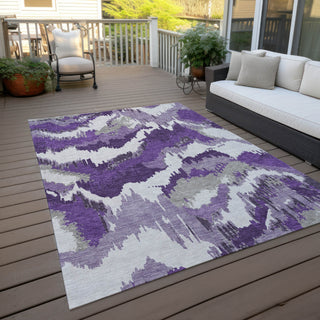 Piper Looms Chantille Abstract ACN865 Purple Machine Washable Area Rug Outdoor Lifestyle Image Feature