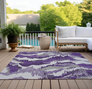 Piper Looms Chantille Abstract ACN865 Purple Machine Washable Area Rug Outdoor Lifestyle Image Feature