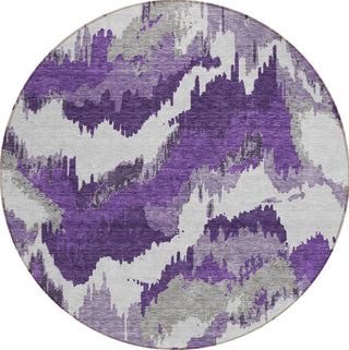 Piper Looms Chantille Abstract ACN865 Purple Machine Washable Area Rug Round Main Image