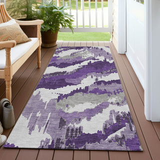 Piper Looms Chantille Abstract ACN865 Purple Machine Washable Area Rug Runner Outdoor Lifestyle Image Feature