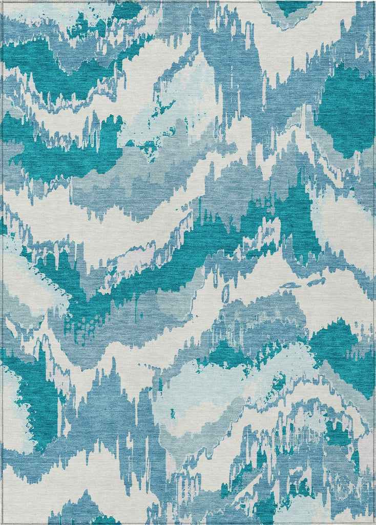 Piper Looms Chantille Abstract ACN865 Teal Machine Washable Area Rug main image