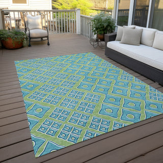 Piper Looms Chantille Diamonds ACN866 Aloe Machine Washable Area Rug Outdoor Lifestyle Image Feature