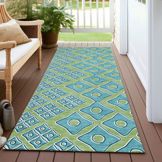 Piper Looms Chantille Diamonds ACN866 Aloe Machine Washable Area Rug Runner Outdoor Lifestyle Image Feature