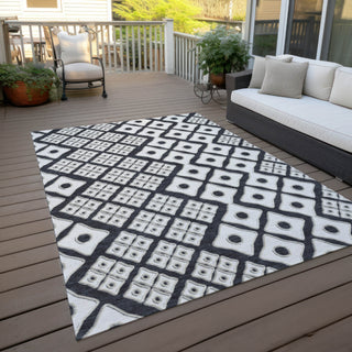 Piper Looms Chantille Diamonds ACN866 Black Machine Washable Area Rug Outdoor Lifestyle Image Feature