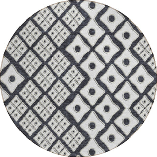 Piper Looms Chantille Diamonds ACN866 Black Machine Washable Area Rug Round Main Image