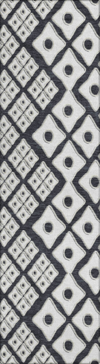 Piper Looms Chantille Diamonds ACN866 Black Machine Washable Area Rug Runner Main Image