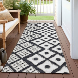 Piper Looms Chantille Diamonds ACN866 Black Machine Washable Area Rug Runner Outdoor Lifestyle Image Feature