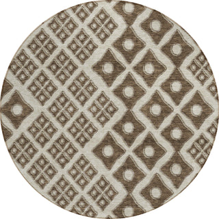 Piper Looms Chantille Diamonds ACN866 Brown Machine Washable Area Rug Round Main Image