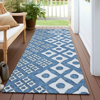 Piper Looms Chantille Diamonds ACN866 Denim Machine Washable Area Rug Runner Outdoor Lifestyle Image Feature