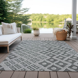 Piper Looms Chantille Diamonds ACN866 Gray Machine Washable Area Rug Outdoor Lifestyle Image Feature