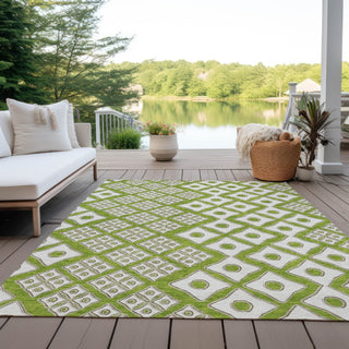 Piper Looms Chantille Diamonds ACN866 Lime Machine Washable Area Rug Outdoor Lifestyle Image Feature