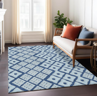Piper Looms Chantille Diamonds ACN866 Navy Machine Washable Area Rug Lifestyle Image Feature