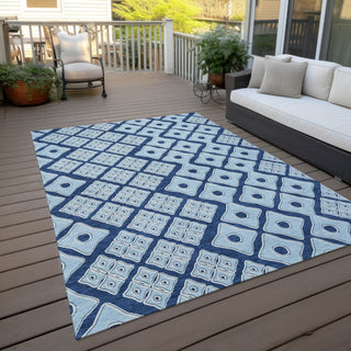 Piper Looms Chantille Diamonds ACN866 Navy Machine Washable Area Rug Outdoor Lifestyle Image Feature