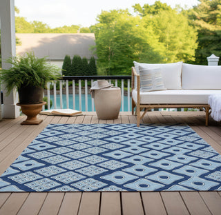 Piper Looms Chantille Diamonds ACN866 Navy Machine Washable Area Rug Outdoor Lifestyle Image Feature