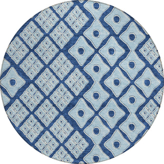 Piper Looms Chantille Diamonds ACN866 Navy Machine Washable Area Rug Round Main Image