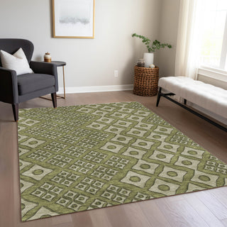 Piper Looms Chantille Diamonds ACN866 Olive Machine Washable Area Rug Lifestyle Image Feature