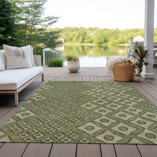 Piper Looms Chantille Diamonds ACN866 Olive Machine Washable Area Rug Outdoor Lifestyle Image Feature