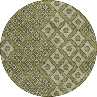 Piper Looms Chantille Diamonds ACN866 Olive Machine Washable Area Rug Round Main Image