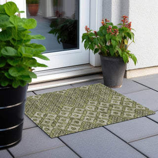 Piper Looms Chantille Diamonds ACN866 Olive Machine Washable Area Rug Scatter Outdoor Lifestyle Image Feature